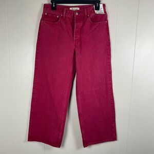 Madewell Low Slung Baggy Crop Jeans Pink W25 NV388 Cotton Blend